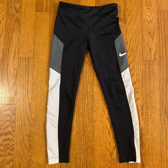 Nike Black and Gray Leggings Girls Size M - Picture 1 of 5